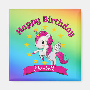 Cute Colourful Magical Unicorn Rainbow Kids Name Magnet