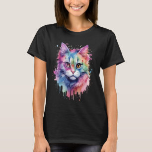 Cute Colourful Maine Coon Cat Face For Cat Lover T-Shirt