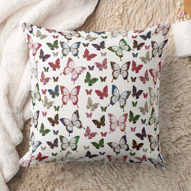 Cute Colourful Marble Butterfly Spring Pattern Cushion (Blanket)