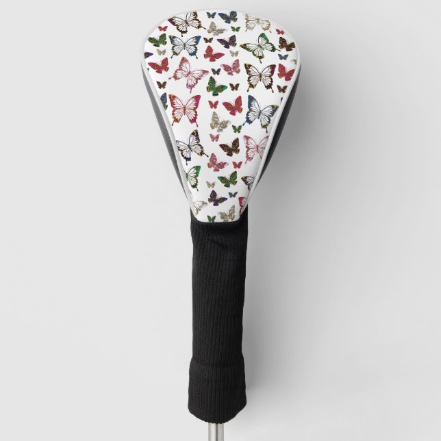 Cute Colourful Marble Butterfly Spring Pattern Golf Head Cover (Front)