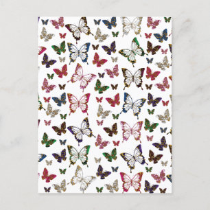 Cute Colourful Marble Butterfly Spring Pattern Postcard