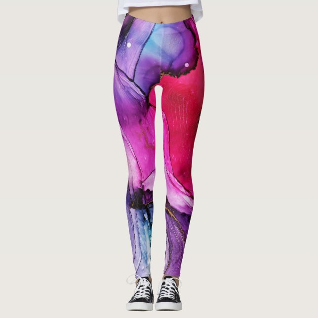 Cute Colourful Marble pattern Leggings (Front)