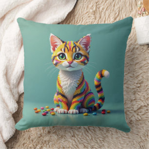 Cute Colourful Margay Candy Cat Cushion