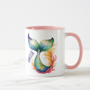 Cute Colourful Mermaid Ocean Girl Name Mug