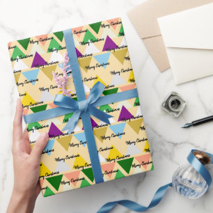 Cute Colourful Merry Christmas Script typography Wrapping Paper