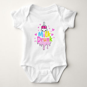 Cute Colourful "Milk Drunk" Funny  Baby Bodysuit