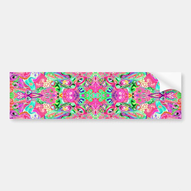 Cute colourful mixed abstract monsters bumper sticker (Front)