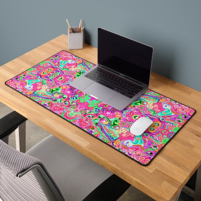 Cute colourful mixed abstract monsters kitchen tow desk mat (Office 2)