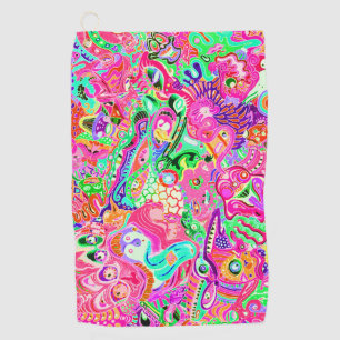 Cute colourful mixed abstract monsters kitchen tow golf towel