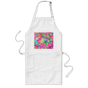 Cute colourful mixed abstract monsters long apron