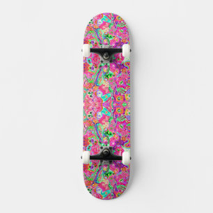 Cute colourful mixed abstract monsters skateboard