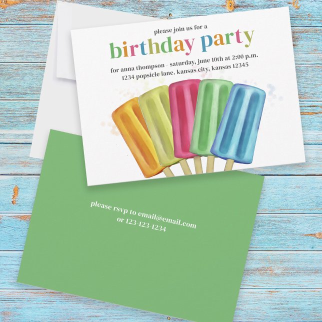Cute Colourful Modern Birthday Popsicles Summer Invitation (Creator Uploaded)