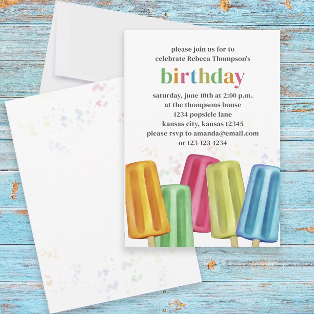 Cute Colourful Modern Birthday Summer Popsicles Invitation (Creator Uploaded)