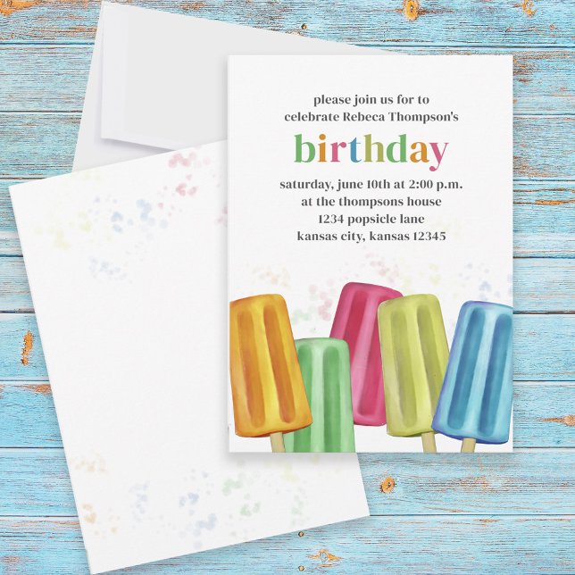 Cute Colourful Modern Birthday Summer Popsicles Invitation (Creator Uploaded)