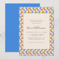 Cute Colourful Modern Blue Geometric Baby Shower