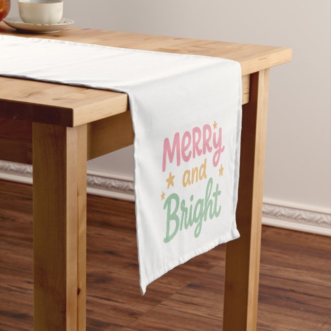 Cute Colourful Modern Christmas Short Table Runner (In Situ)