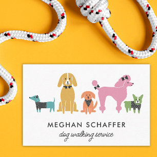 Cute Colourful Modern Dogs Business Card