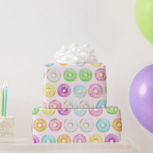 Cute Colourful Modern Doughnut Themed Wrapping Paper