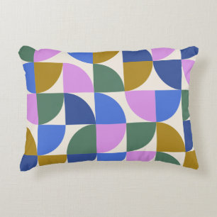 Cute Colourful Modern Geometric Shapes Pattern Blu Decorative Cushion