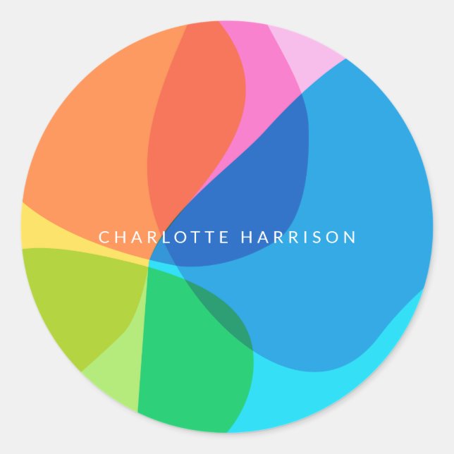 Cute Colourful Modern Geometric Shapes Personalise Classic Round Sticker (Front)