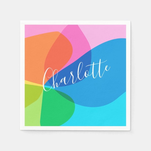 Cute Colourful Modern Geometric Shapes Personalise Napkin (Front)