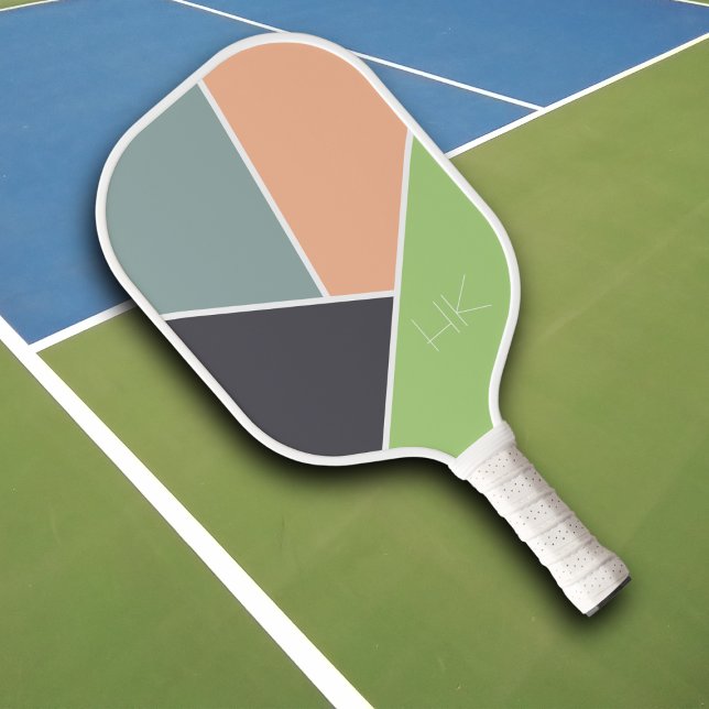 Cute Colourful Modern Initials Monogram Pickleball Paddle (Creator Uploaded)