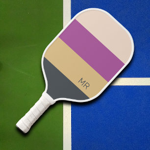 Cute Colourful Modern Initials Monogram Pickleball Paddle