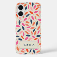 Cute Colourful Modern Leaves Pink Blue Personalise