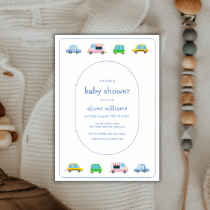 Cute Colourful modern Vehicle Baby Shower Invitation