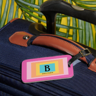 Cute & Colourful Monogram Letter Name Girly Fun Luggage Tag
