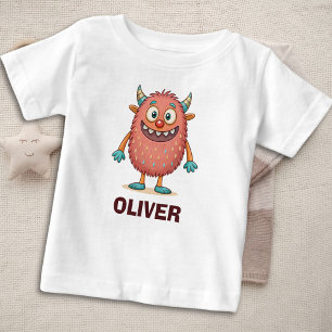 Cute Colourful Monster Personalised Baby T-Shirt