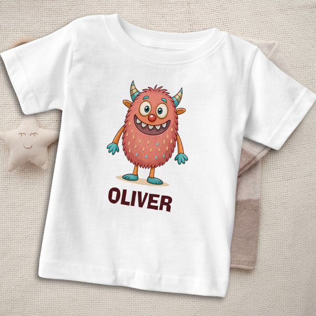 Cute Colourful Monster Personalised Baby T-Shirt (Creator Uploaded)