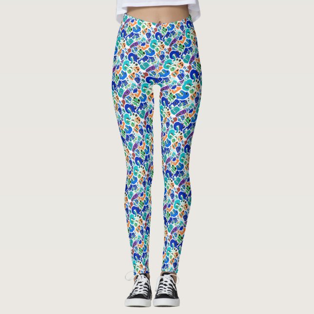 Cute colourful monsters face patterns Case-Mate iP Leggings (Front)