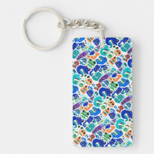 Cute colourful monsters face patterns key ring