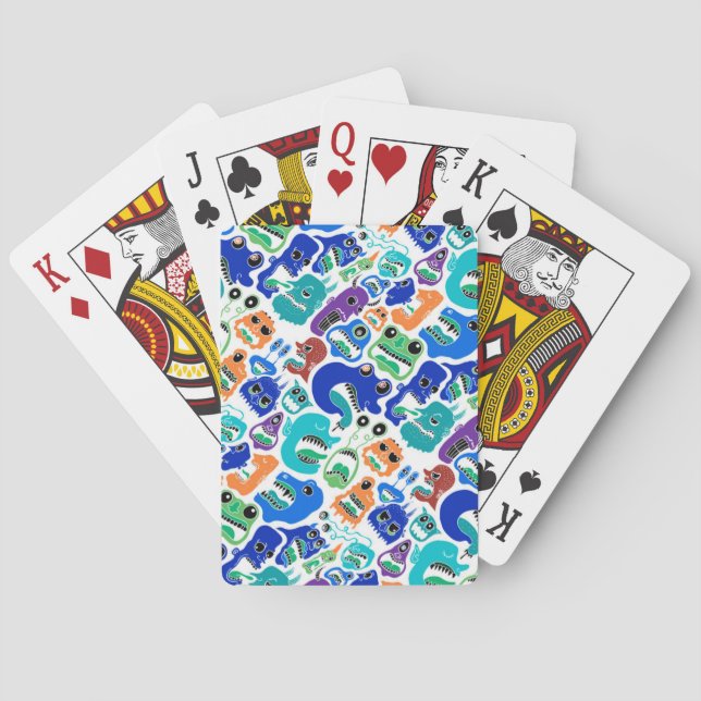 Cute colourful monsters face patterns playing cards (Back)