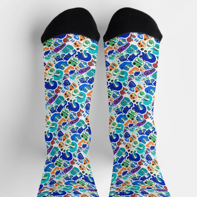 Cute colourful monsters face patterns socks (Top)