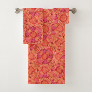Cute colourful mosaic hearts background design bath towel set