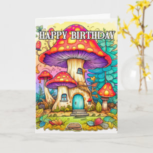 Cute Colourful Mushroom Forest Illustration Card