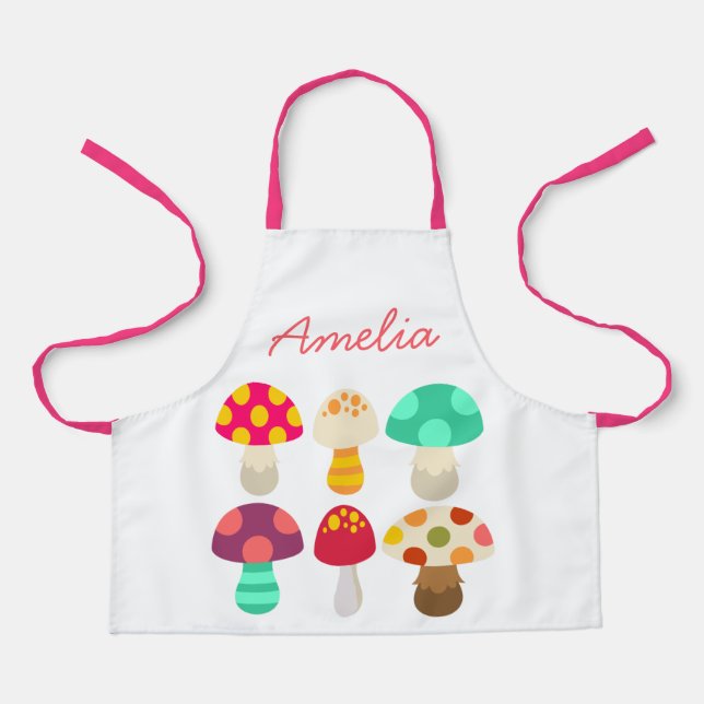 Cute colourful mushrooms apron (Front)