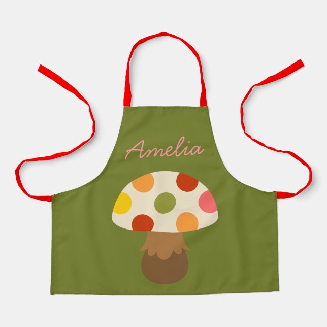 Cute colourful mushrooms apron (Front)