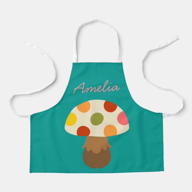 Cute colourful mushrooms apron (Front)