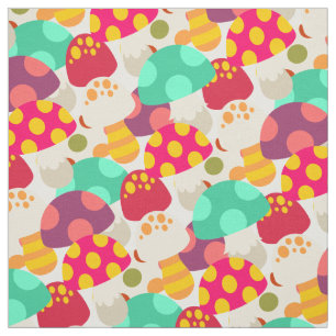 Cute colourful mushrooms fabric
