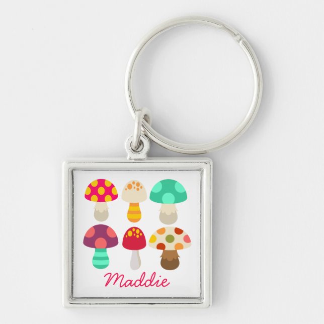 Cute colourful mushrooms key ring (Front)
