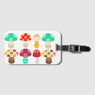 Cute colourful mushrooms luggage tag