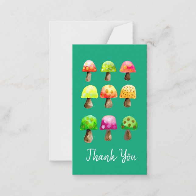 Cute colourful mushrooms note card (Front)