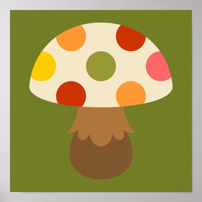 Cute colourful mushrooms poster (Front)