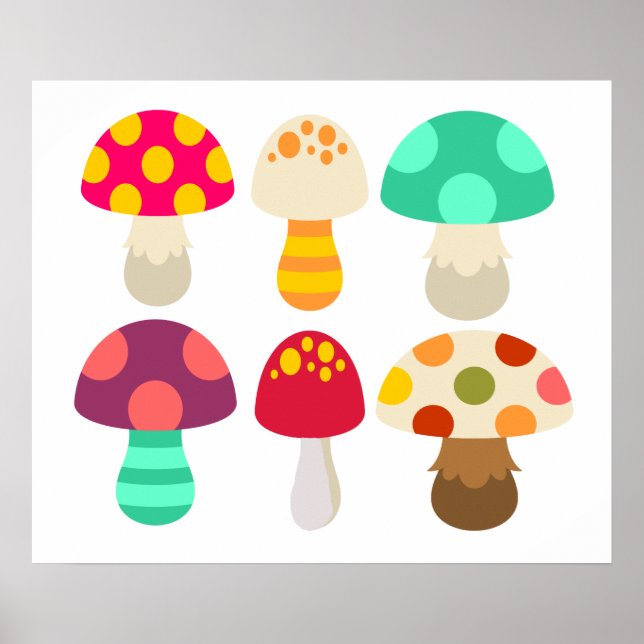 Cute colourful mushrooms poster (Front)