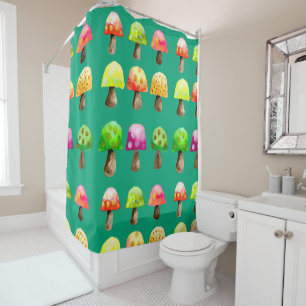 Cute colourful mushrooms shower curtain