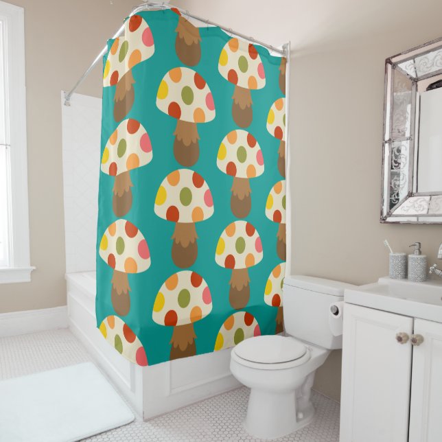 Cute colourful mushrooms shower curtain (In Situ)