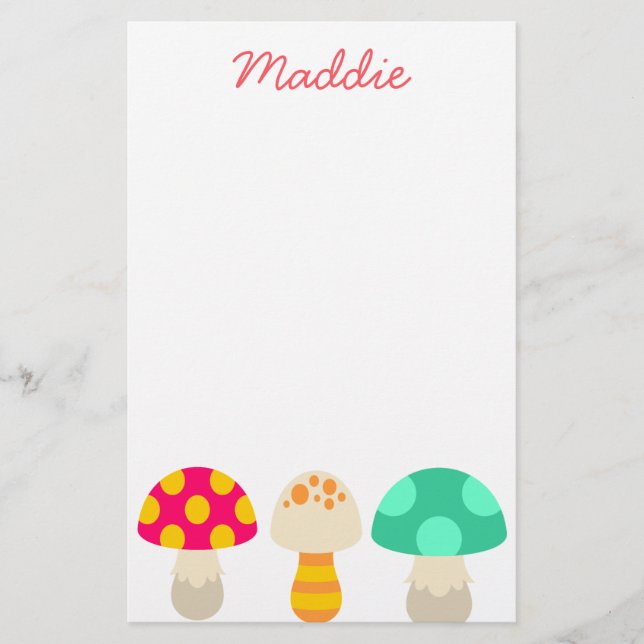 Cute colourful mushrooms stationery (Front)